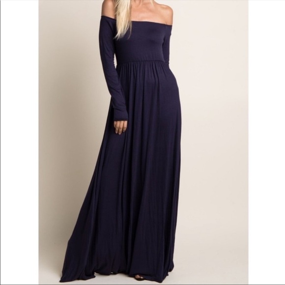 PinkBlush Long sleeve off the shoulder maxi 💕 - Picture 1 of 4